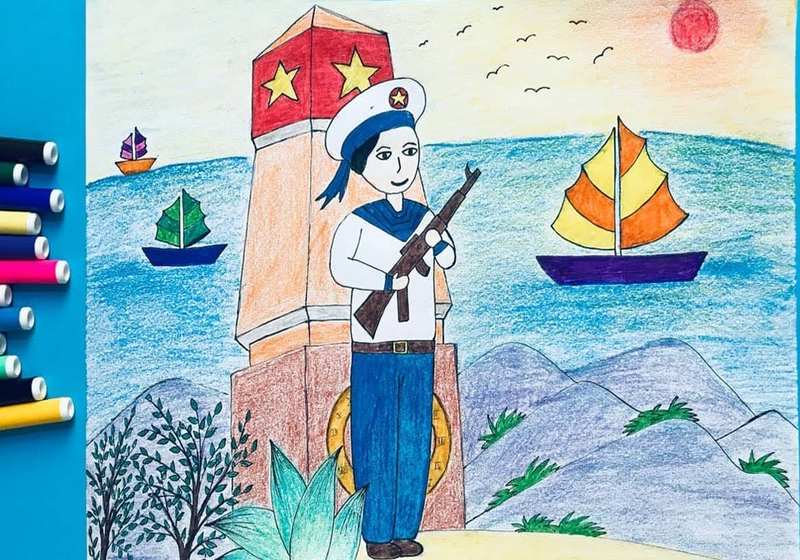 cách vẽ chú bộ đội