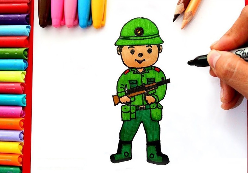 vẽ chú bộ đội đơn giản